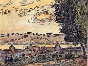 Paul Signac Study of city sunset oil